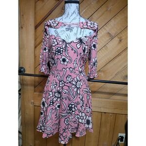 For Love & Lemons Pink Floral Mini Dress Lace Up Sweetheart Neck Small NWT